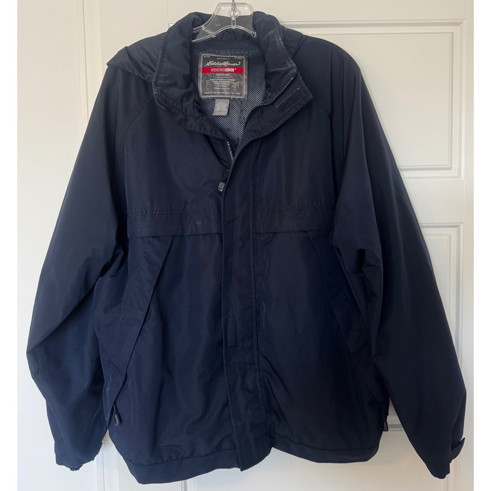 Vintage Eddie Bauer WeatherEdge Men's Navy Blue Jacket Waterproof/Breathable  L